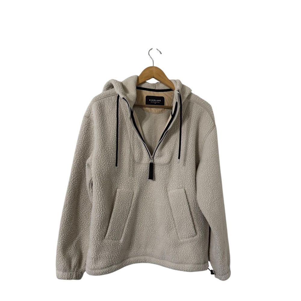 EVERLANE Renew Sherpa Half Zip Teddy Jacket Hoodie Sweatshirt Pullover - Picture 7 of 8